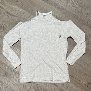 PINK Victoria's Secret Light Gray Long Sleeve Tee